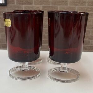 Arcoroc Ruby Red Glass Goblets - Set of 4